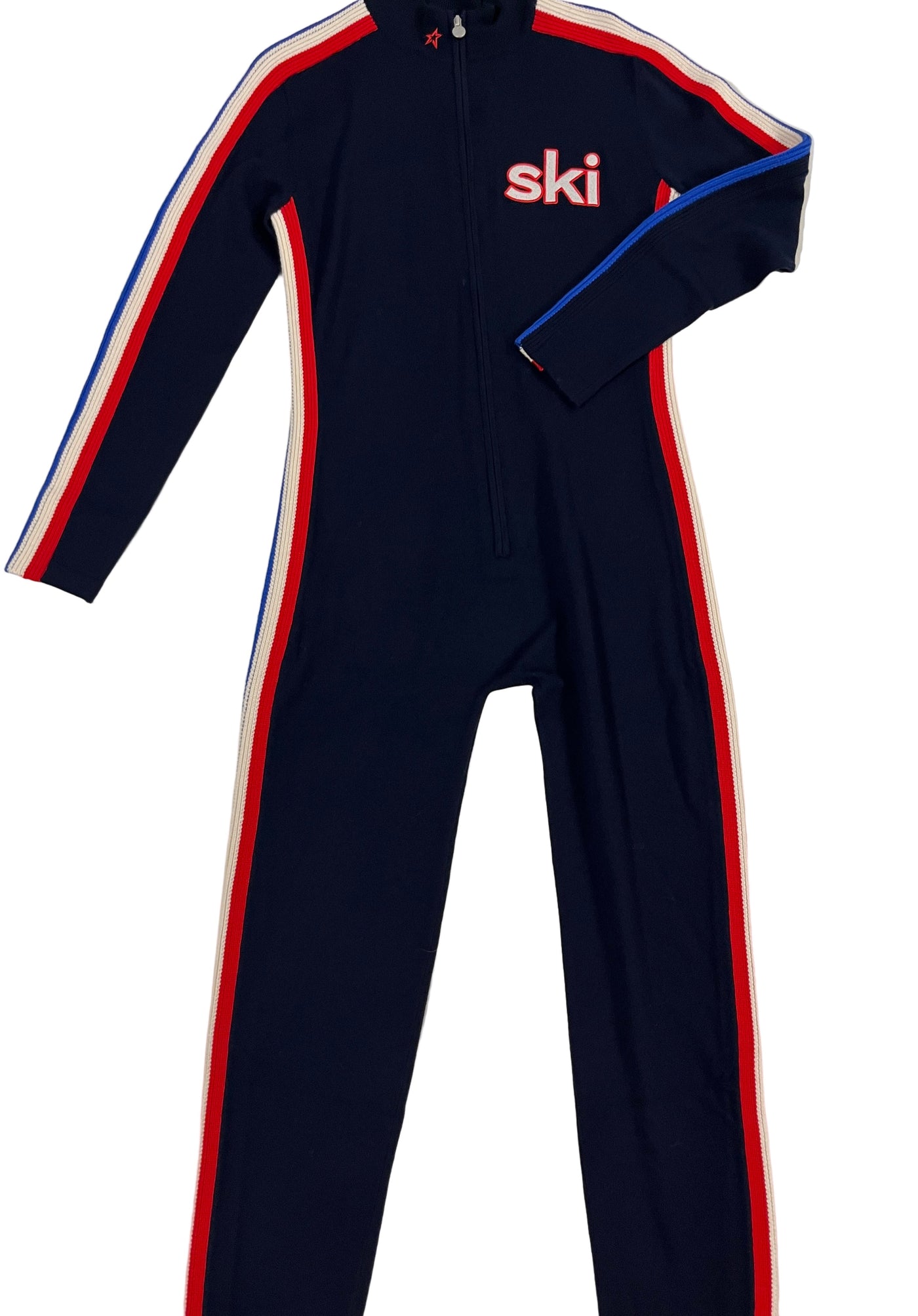 Jumpsuit aus Merinowolle in Blau/Mehrfarbig