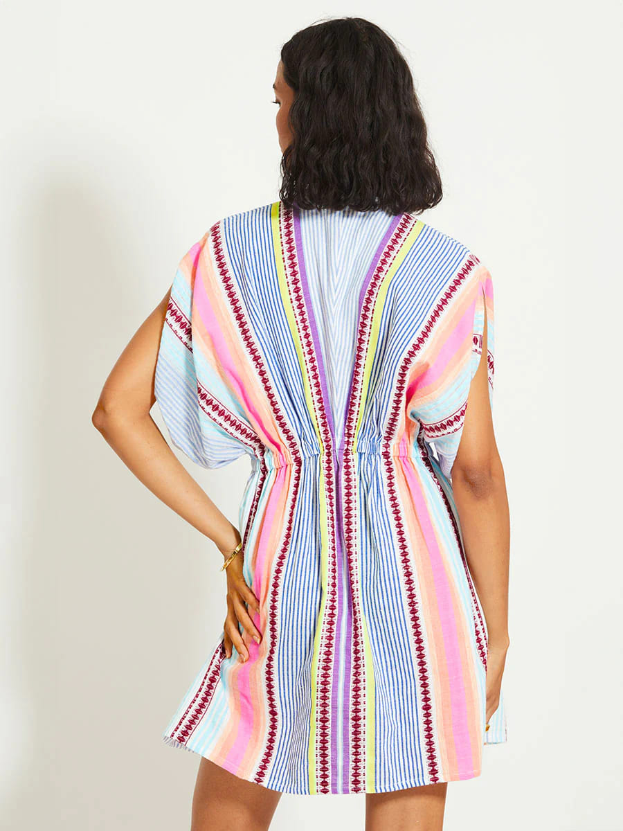 ALEM Kurzes Kleid aus Baumwolle - in Pink/Mehrfarbig
