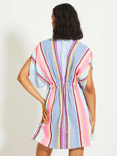 ALEM Kurzes Kleid aus Baumwolle - in Pink/Mehrfarbig