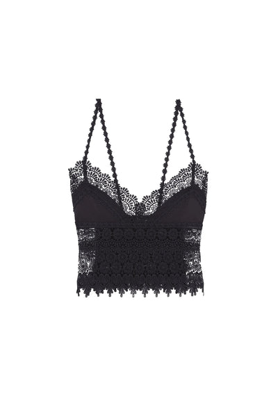 Dana Top mit Spitzendetails - Schwarz