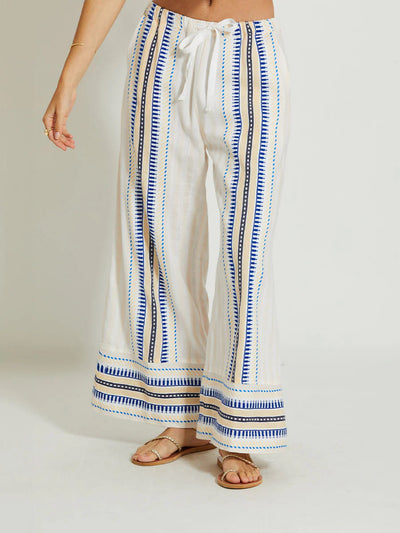 DESTA Hose aus Baumwolle mit Streifen - Creme