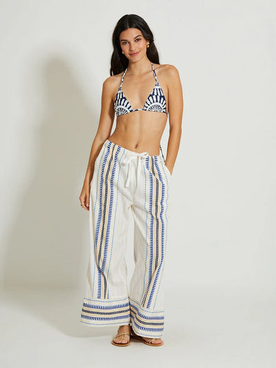 DESTA Hose aus Baumwolle mit Streifen - Creme