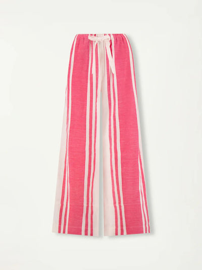 DESTA Hose mit weitem Bein aus gestreifter Baumwolle - Pink