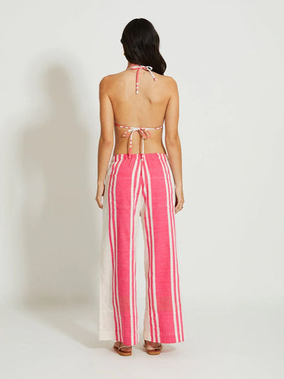 DESTA Hose mit weitem Bein aus gestreifter Baumwolle - Pink