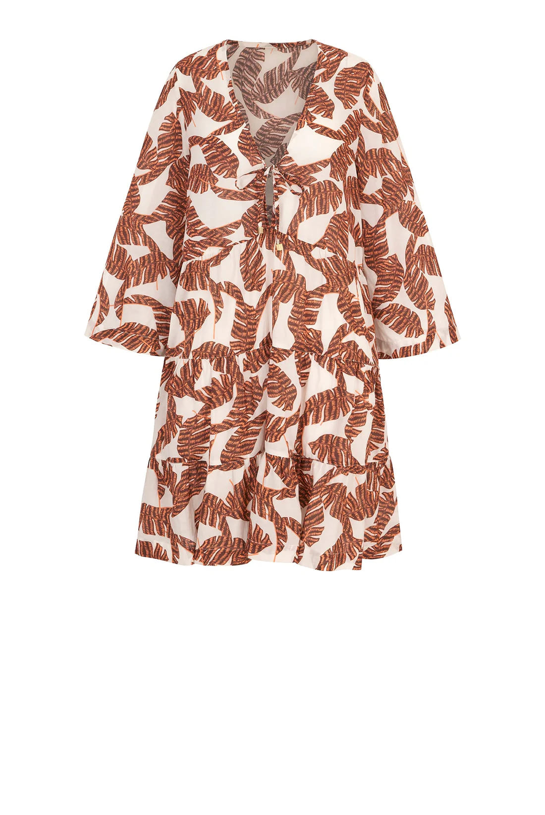 Kurzes Strand Kaftan Kleid Compton - Braun
