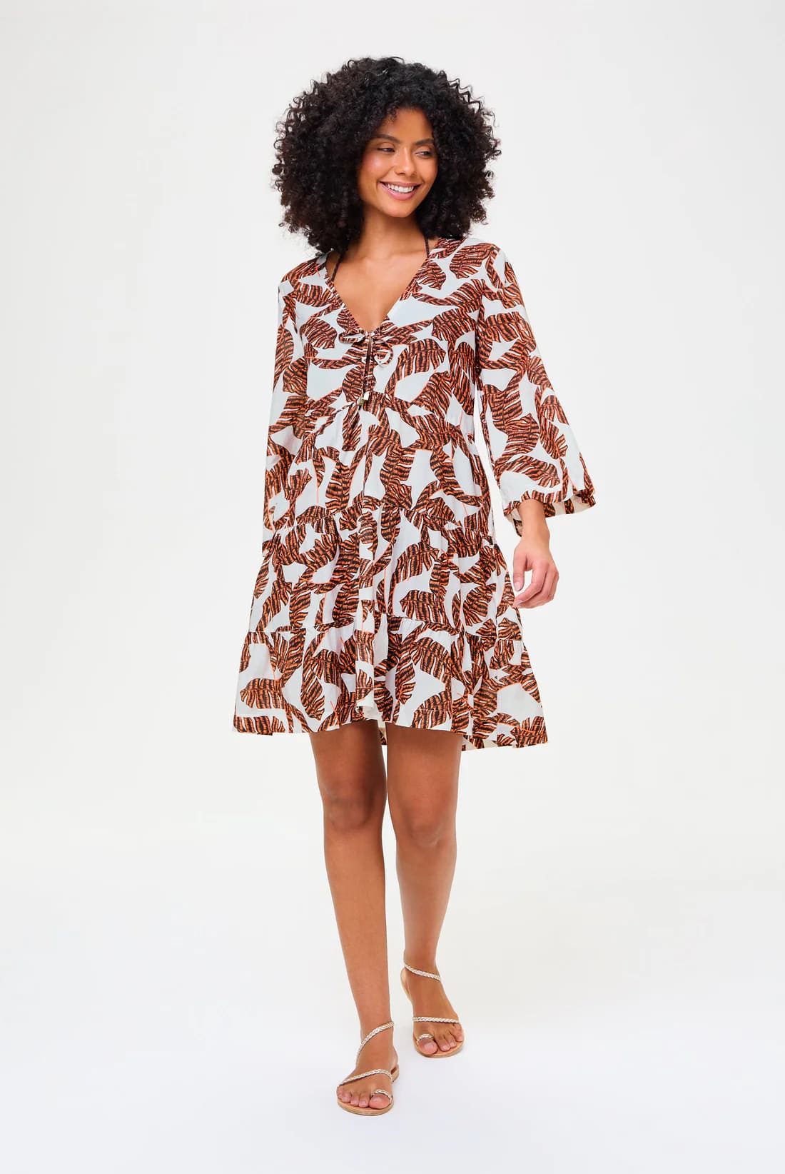 Kurzes Strand Kaftan Kleid Compton - Braun