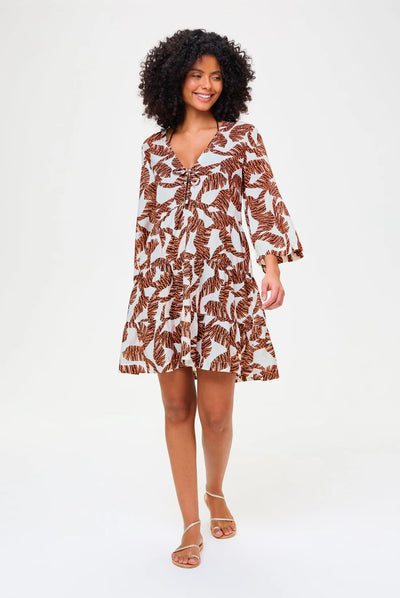 Kurzes Strand Kaftan Kleid Compton - Braun