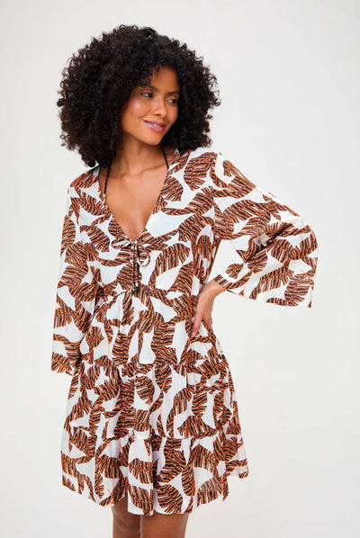 Kurzes Strand Kaftan Kleid Compton - Braun