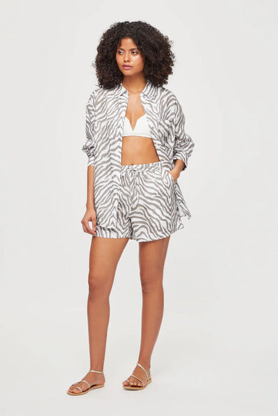 Leinen Shorts im Zebra Look - Oracabessa/Weiss