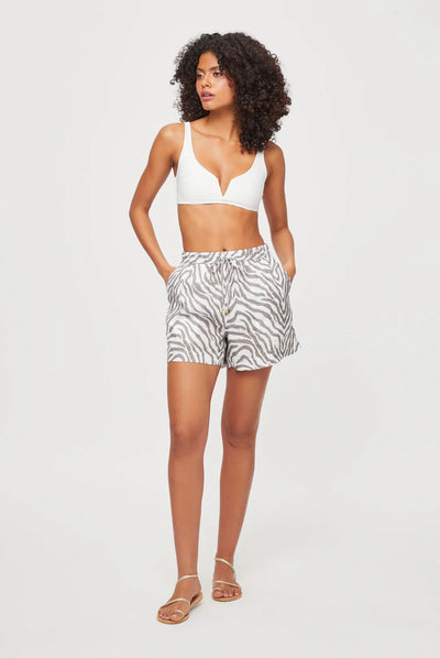 Leinen Shorts im Zebra Look - Oracabessa/Weiss