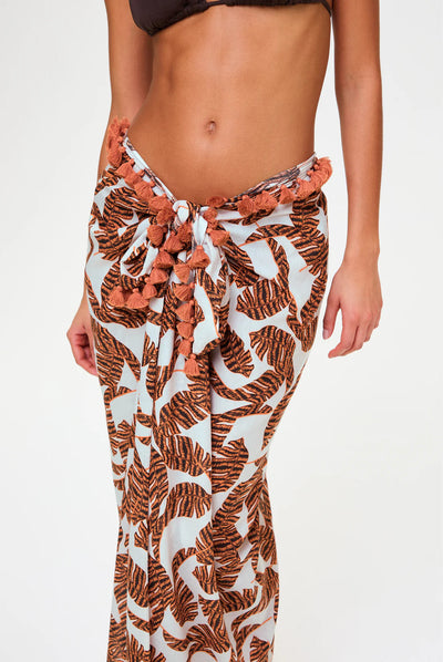 Compton Sarong mit Quastenbesatz - Braun Mehrfarbig