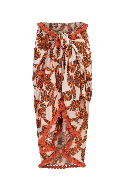 Compton Sarong mit Quastenbesatz - Braun Mehrfarbig