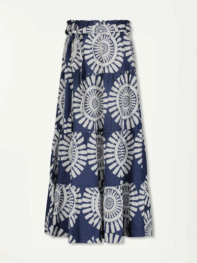 SANAA Maxi Rock aus Leinen - in Navy Blau