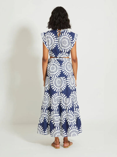 SANAA Maxi Rock aus Leinen - in Navy Blau