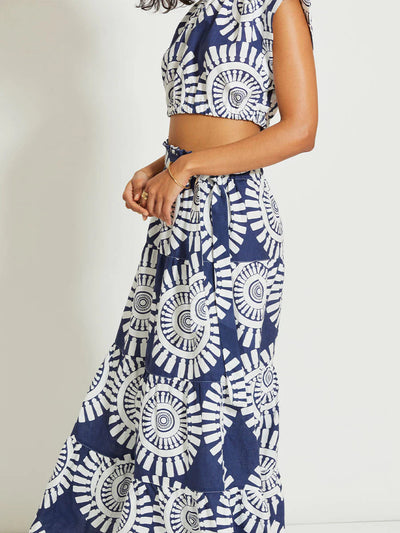 SANAA Maxi Rock aus Leinen - in Navy Blau