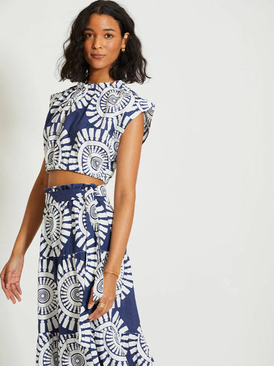 SANAA Maxi Rock aus Leinen - in Navy Blau
