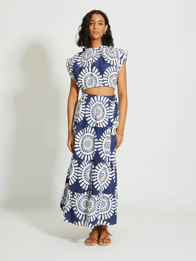 SANAA Maxi Rock aus Leinen - in Navy Blau