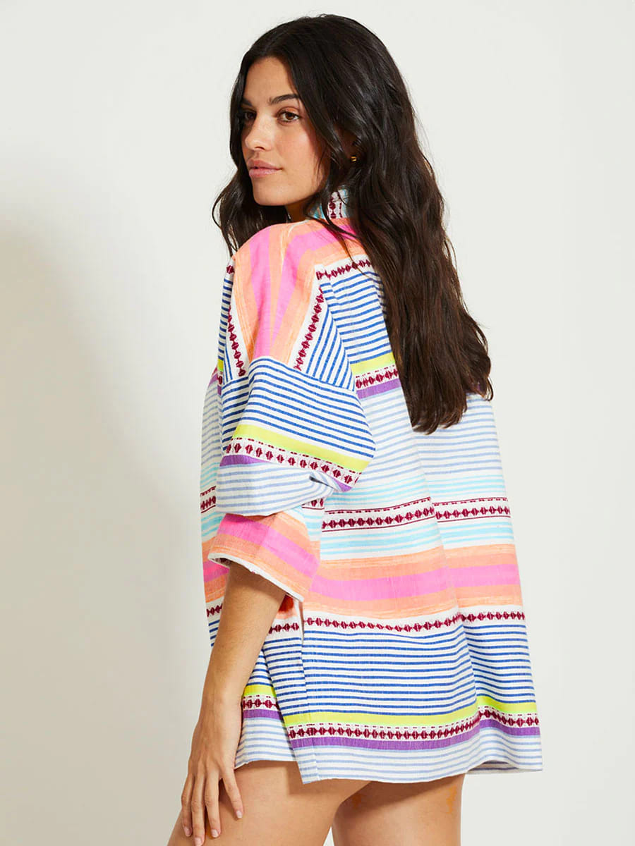 TERARA Jacke aus Baumwolle mit Streifen- in Pink/Multi