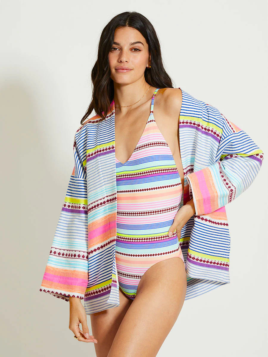 TERARA Jacke aus Baumwolle mit Streifen- in Pink/Multi