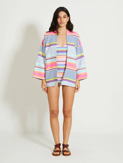 TERARA Jacke aus Baumwolle mit Streifen- in Pink/Multi