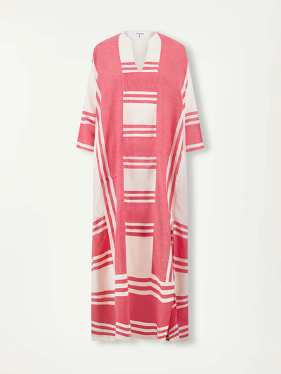 FANA Kaftan Kleid aus Baumwolle mit Streifen - Pink