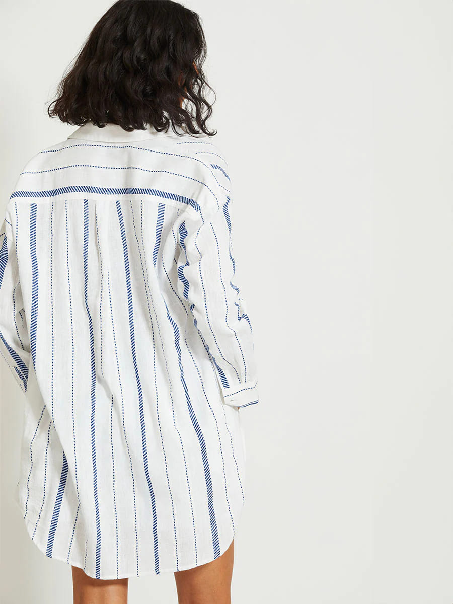 MARIAM Hemdblusen Kleid aus Baumwolle - in Weiss