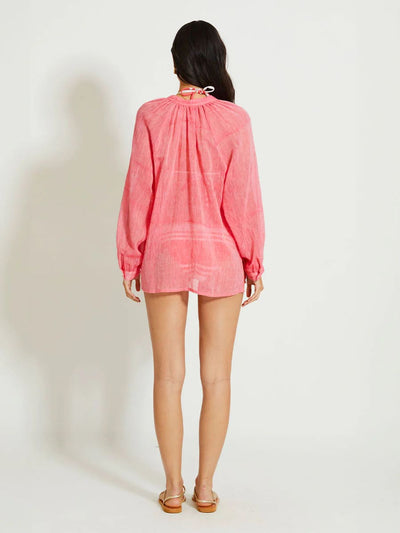 MITA Bluse aus Baumwolle mit Streifen und Knopfleiste - verfügbar in Creme (abgebildet in Nefas F./Pink)