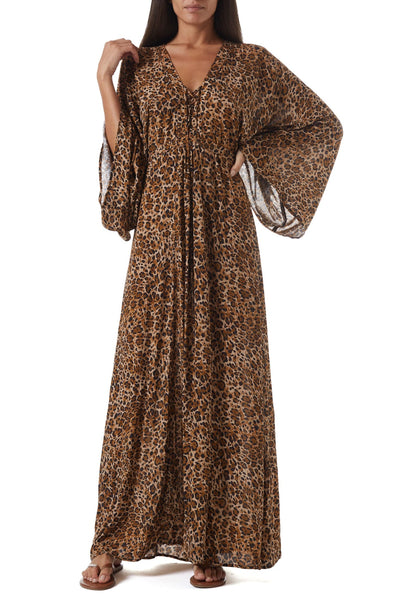 Natalie Cheetah Langes Kaftan Kleid, leopard