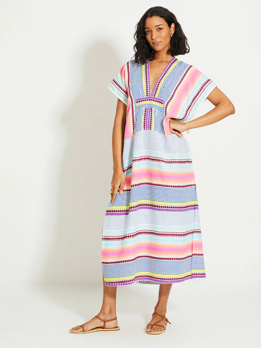 GASIRA Kaftan V-Ausschnitt - in Pink/Multi