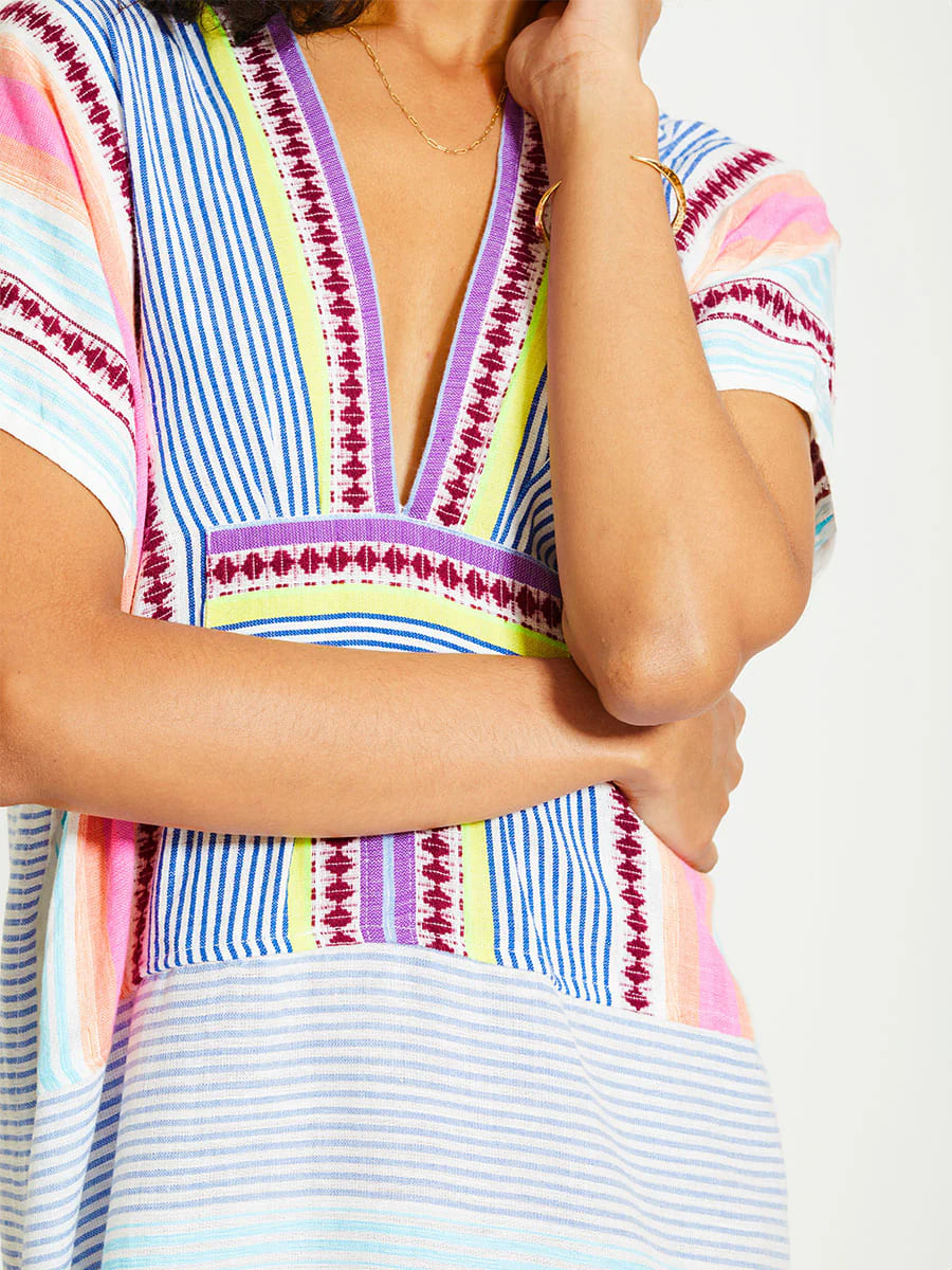 GASIRA Kaftan V-Ausschnitt - in Pink/Multi