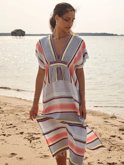 GASIRA Kaftan V-Ausschnitt - in Pink/Multi