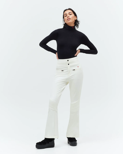 Weiße hochtaillierte Skihose Aurora von Perfect Moment, stylisch und funktional, perfekt für Damen