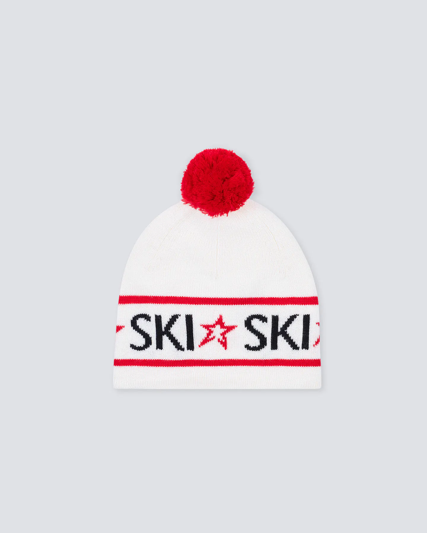Ski Mütze, weiss/rot