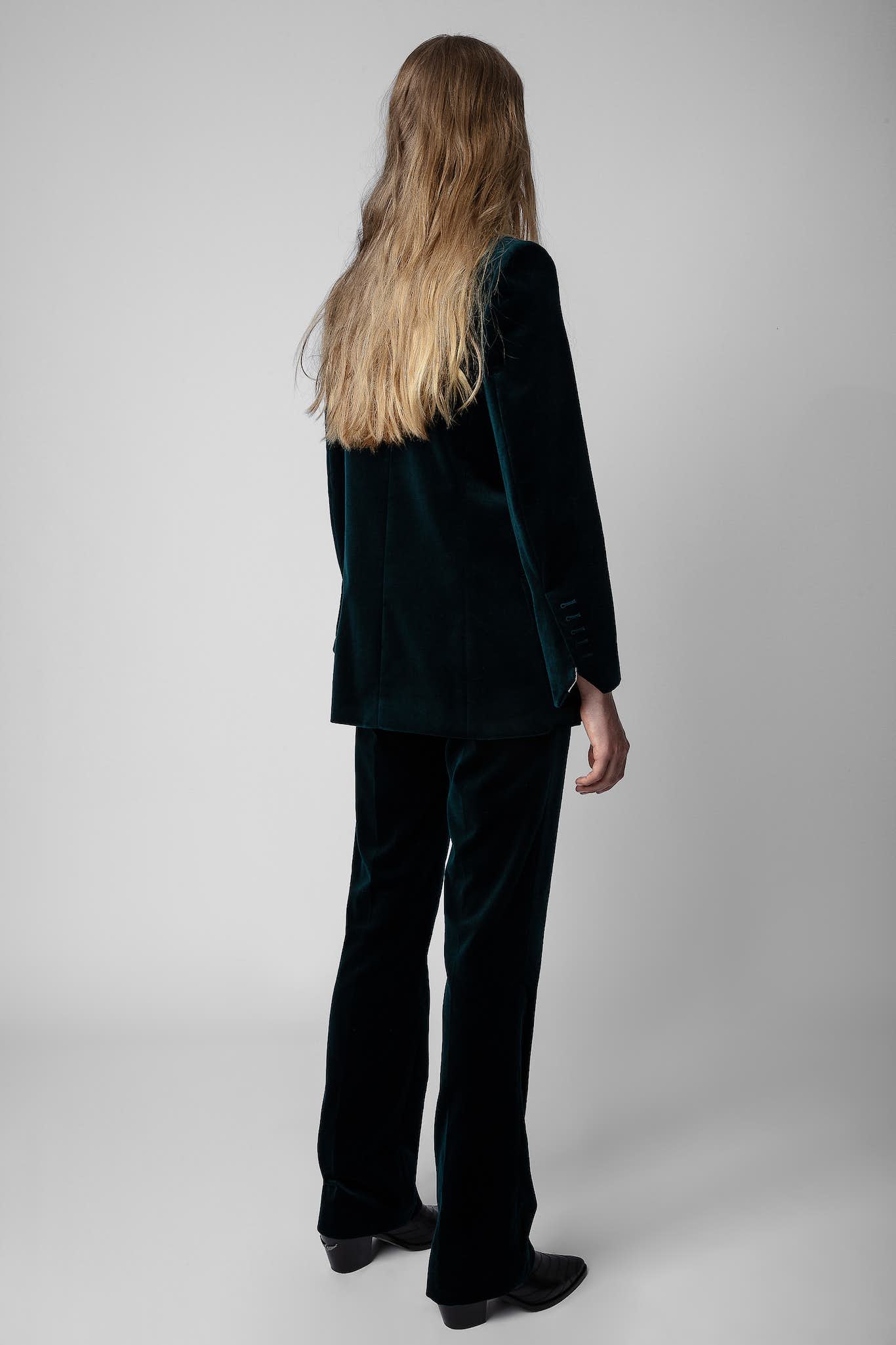 Visko Velvet Samtblazer in Peacock Petrol Grün von Zadig & Voltaire mit Revers und Taschen.