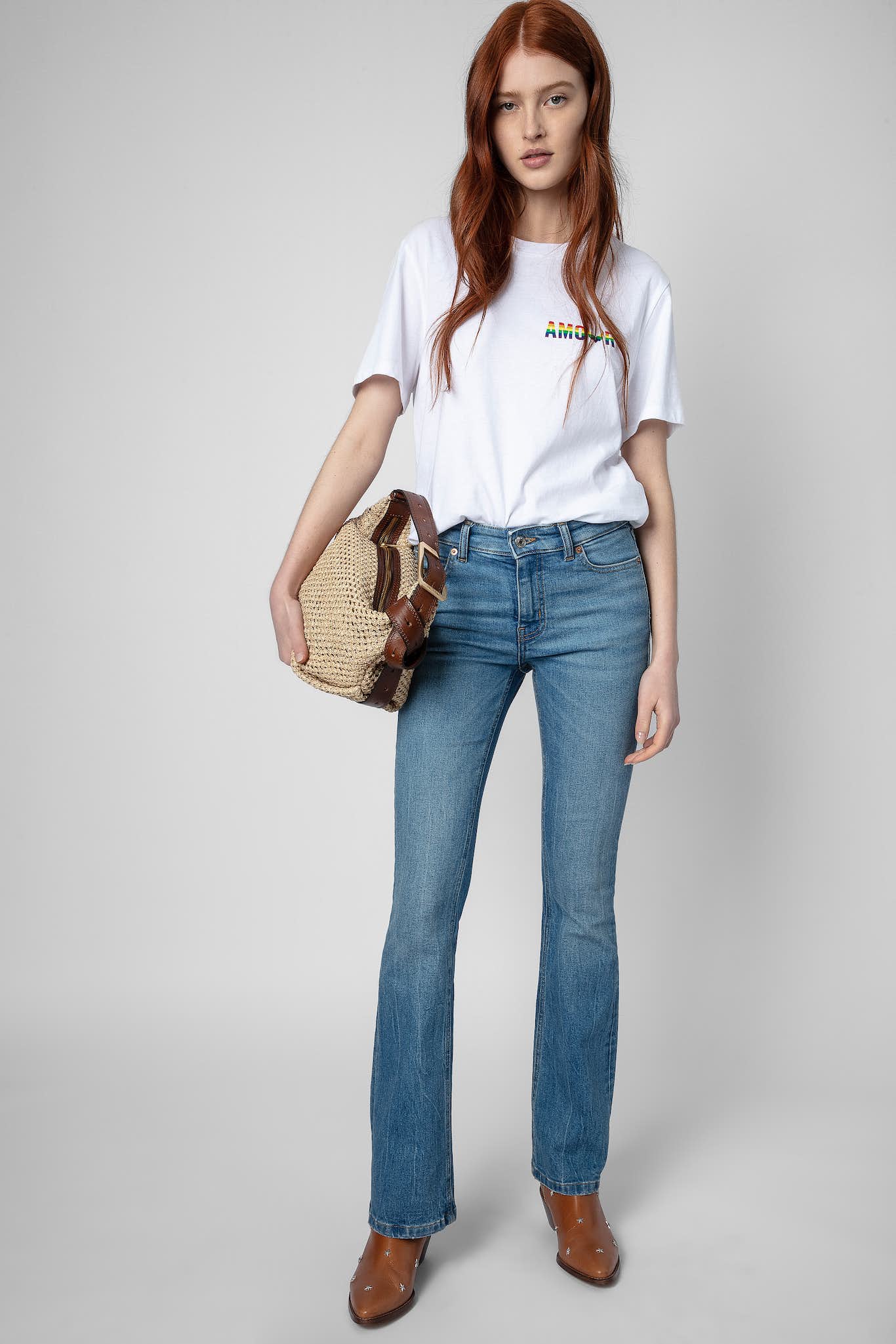 Bio-Baumwoll-T-Shirt in Weiß mit beidseitigem Amour-Print von Zadig & Voltaire.