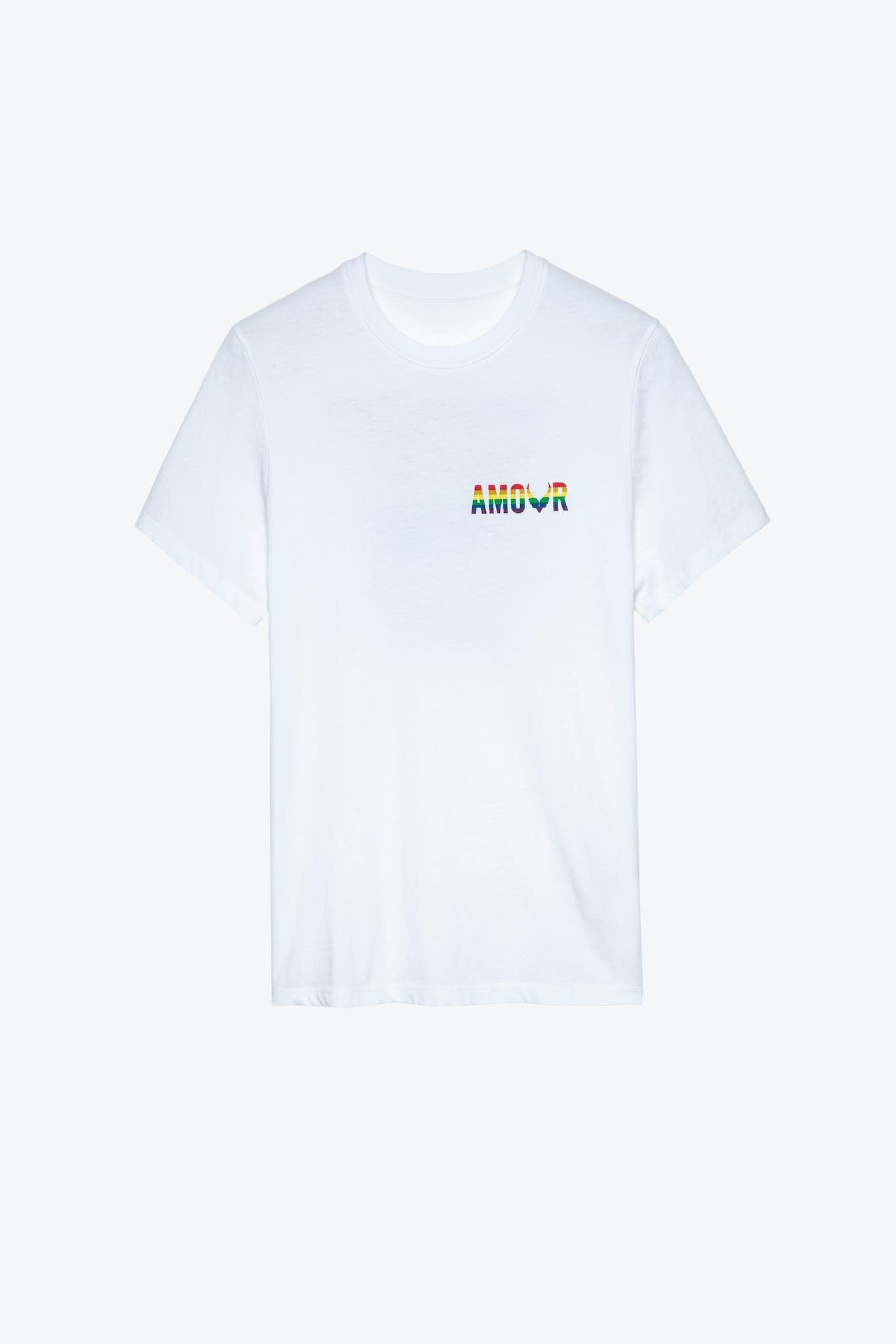 Bio-Baumwoll-T-Shirt in Weiß mit beidseitigem Amour-Print von Zadig & Voltaire.