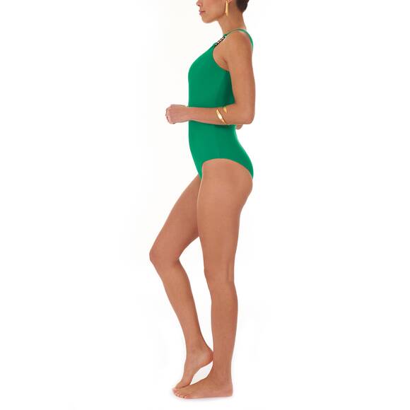 Swimsuit Green One Shoulder