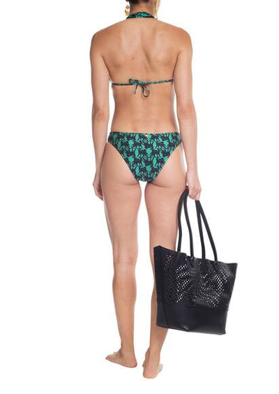 Swimsuit with cut out in Deco Panther pattern, green