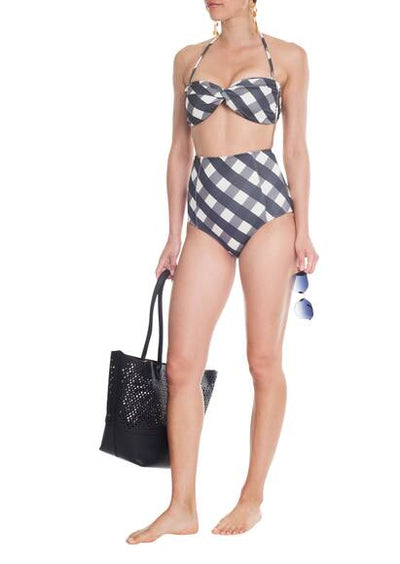 Bikini im Gingham Muster, schwarz/weiß