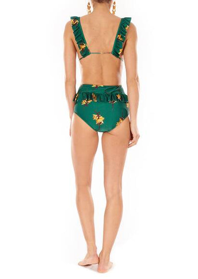 Bikini with hot pants in the Josephine Baker print, green patterned