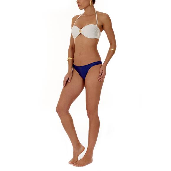 Two-tone bandeau bikini - blue/white