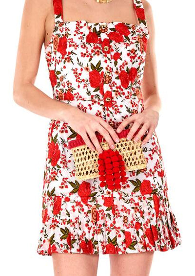 Short dress Melora, red floral