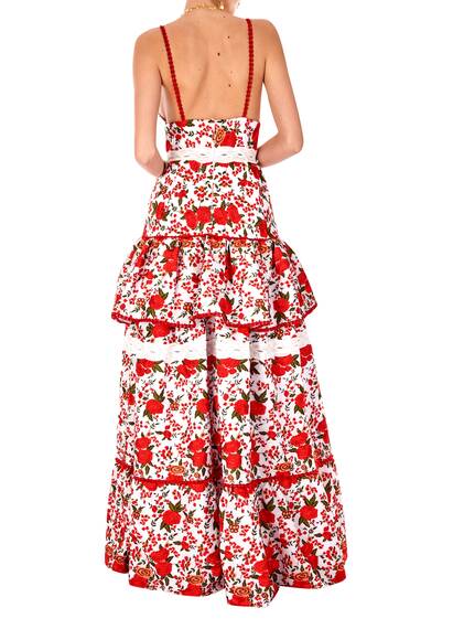 Long dress Naomie, red floral