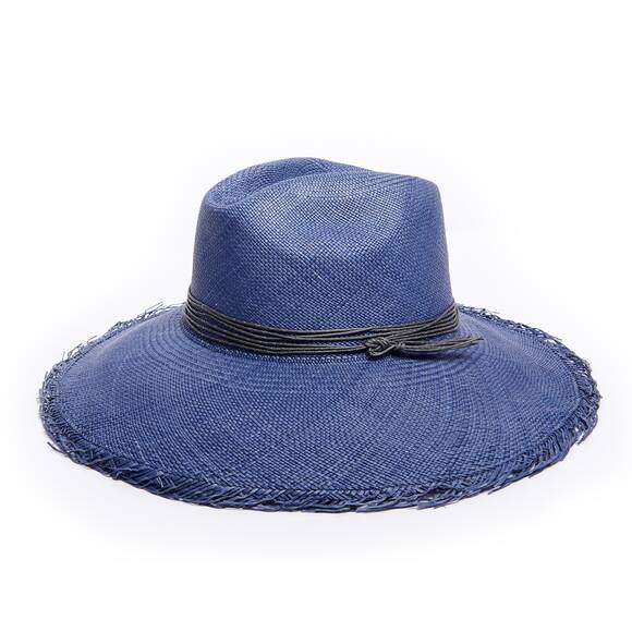 Handmade straw hat, blue