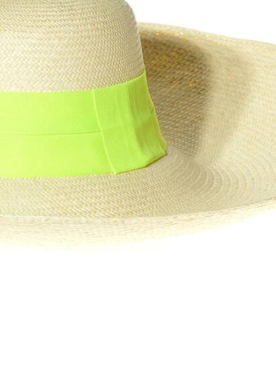 PLAYA 8" sun hat with wide brim, natural/neon yellow