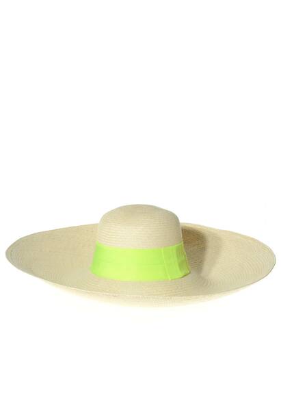 PLAYA 8" sun hat with wide brim, natural/neon yellow