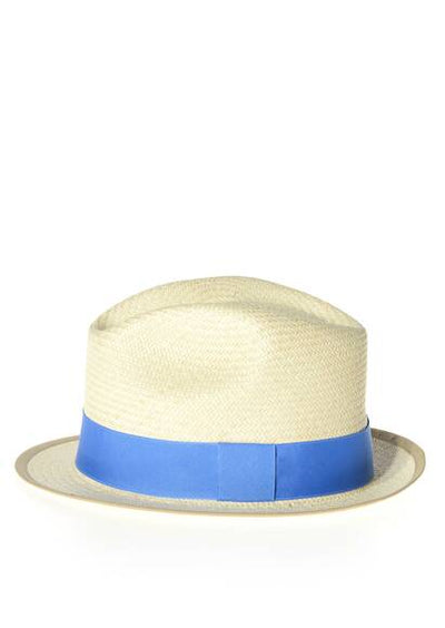 URBANO sun hat with bound brim, natural/sky blue