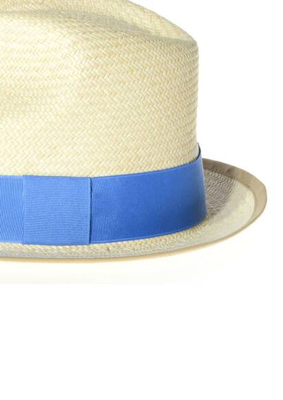 URBANO sun hat with bound brim, natural/sky blue