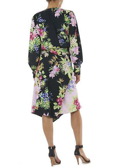 Kleid UGO bedruckt mit Blumenmuster, schwarz/mehrfarbig