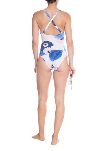 Swimsuit Cassandra, blue/white poppy